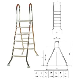 Kétágú rozsdamentes létra 5+5 fokos