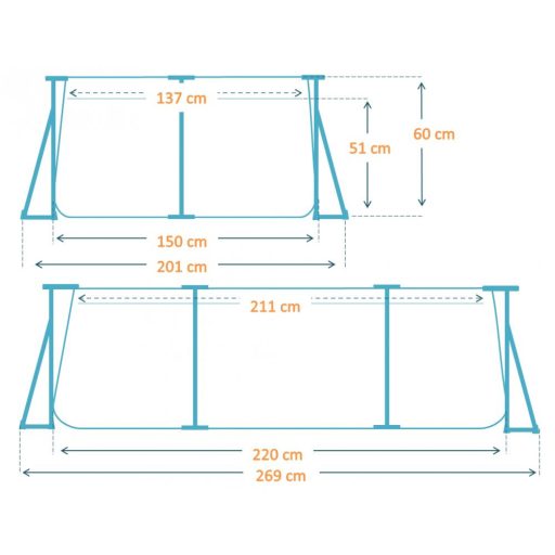 Intex Szögletes fémvázas medence 2,2m x 1,5m x 0,6 m #28270