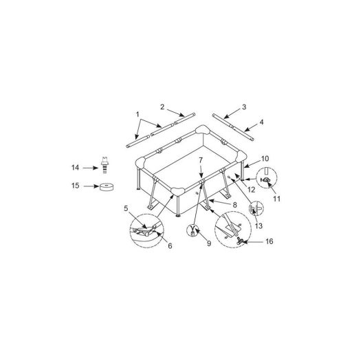 Intex Szögletes fémvázas medence 2,2m x 1,5m x 0,6 m #28270
