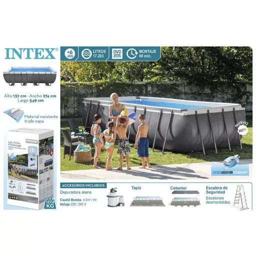 Intex Ultra XTR Fémvázas Szögletes medence 549x274x132cm homokszűrővel #26356