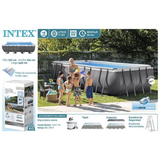 Intex Ultra XTR Fémvázas Szögletes medence 549x274x132cm homokszűrővel #26356