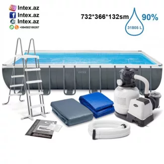   Intex Ultra XTR Fémvázas medence 732 x 366 x 132 cm homokszűrővel #26364