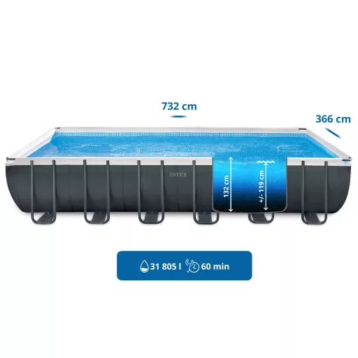 Intex Ultra XTR Fémvázas medence 732 x 366 x 132 cm homokszűrővel #26364