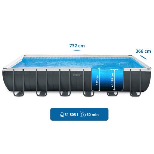 Intex Ultra XTR Fémvázas medence 732 x 366 x 132 cm homokszűrővel #26364