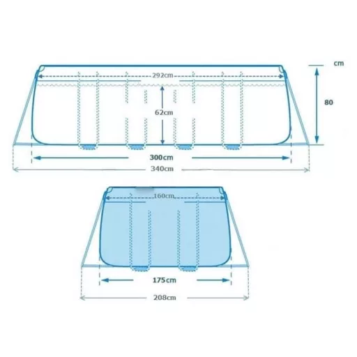 Prizma Fémvázas Szögletes medence 300 x 175 x 80cm #26784