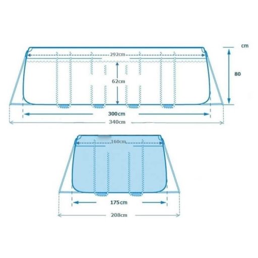 Prizma Fémvázas Szögletes medence 300 x 175 x 80cm #26784