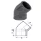PVC Könyök 45° D040 PN16