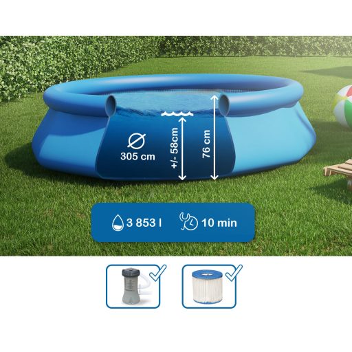 Intex puhafalú medence (3,05m x 76 cm) papírszűrős vízforgatóval #28122