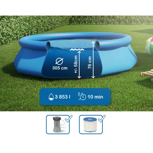 Intex puhafalú medence (3,05m x 76 cm) papírszűrős vízforgatóval #28122