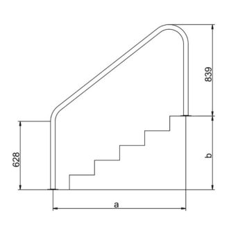 Medence lépcső korlát - 1169 x 1829 cm