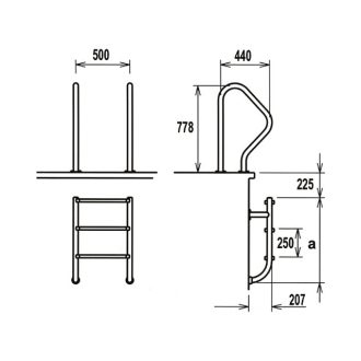 Osztott medence létra 2 fokos saválló