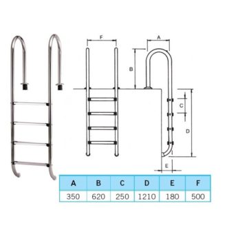 Nemesacél létra 4 fokos kis ívű