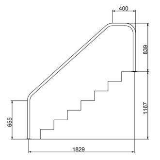 Medence lépcső korlát - 1167 x 1829 - 460mm