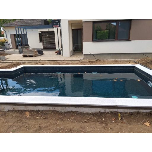 Gránit medence szegélykő egyenes elem - Silver színben - 33 cm széles