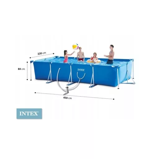 INTEX Szögletes fémvázas medence vízforgatóval #28274