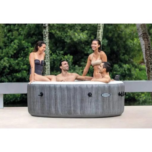 INTEX PureSPA Greywood Deluxe jacuzzi 4 személyes kerek 196 x 71 cm szürke / fehér #28440