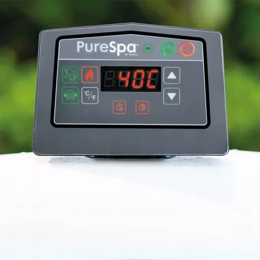 INTEX PureSPA Greywood Deluxe jacuzzi 4 személyes kerek 196 x 71 cm szürke / fehér #28440