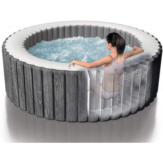   INTEX PureSPA Greywood Deluxe jacuzzi 6 személyes kerek 216 x 71 cm szürke / fehér #28442
