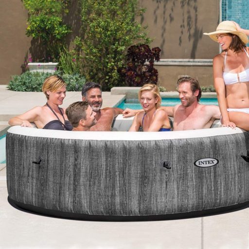 INTEX PureSPA Greywood Deluxe jacuzzi 6 személyes kerek 216 x 71 cm szürke / fehér #28442