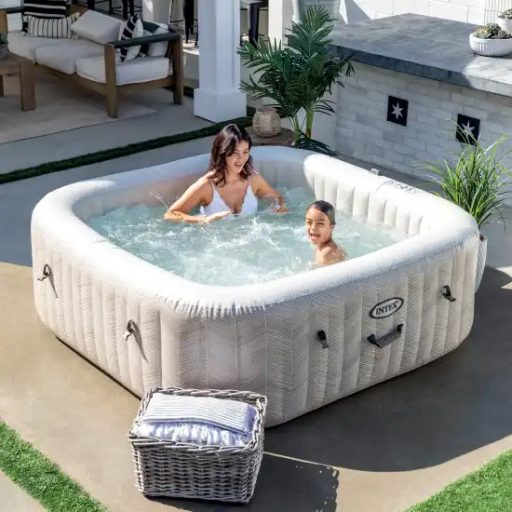 INTEX PureSpa Chevron Deluxe jakuzzi 6 személyes szögletes 196 x196 x 71cm bézs / fehér #28472