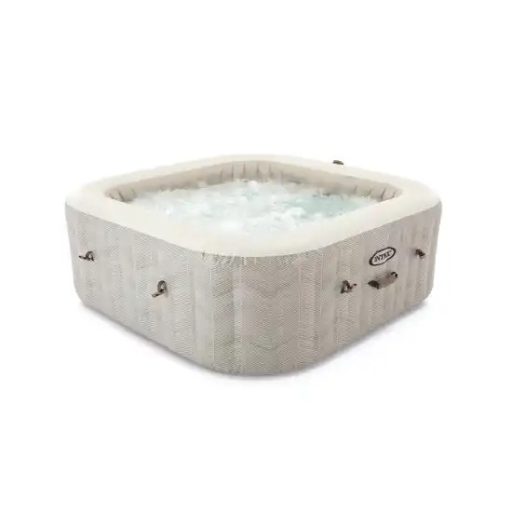 INTEX PureSpa Chevron Deluxe jakuzzi 6 személyes szögletes 196 x196 x 71cm bézs / fehér #28472