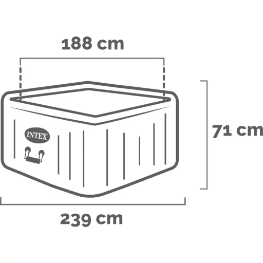 INTEX PureSpa Chevron Deluxe jakuzzi 6 személyes szögletes 196 x196 x 71cm bézs / fehér #28472