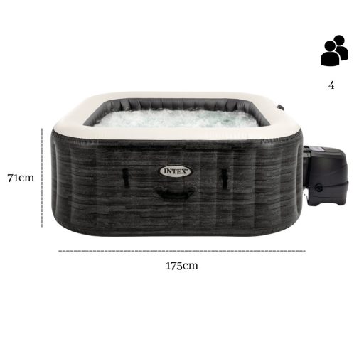 INTEX PureSpa Greystone Deluxe jakuzzi 4 személyes szögletes 175 x 175 x 71 cm szürke / fehér #28450
