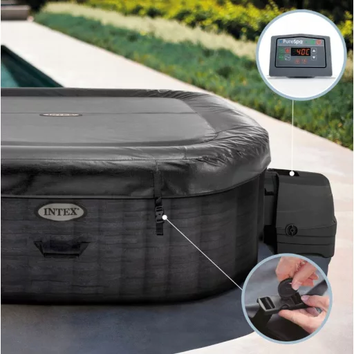 INTEX PureSpa Greystone Deluxe jakuzzi 6 személyes szögletes 193 x 193 x 71 cm szürke / fehér #28452